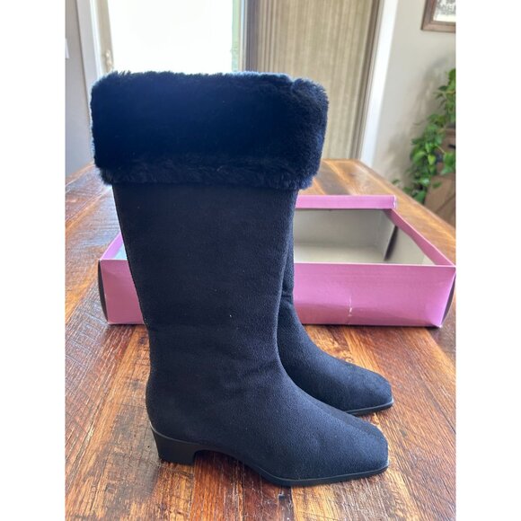 Cinderella Of Boston Black Micro Suede Fur-Lined Boots Size 2.5M - Picture 7 of 12
